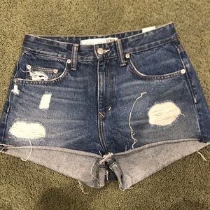 Distressed High Waisted Jean Shorts